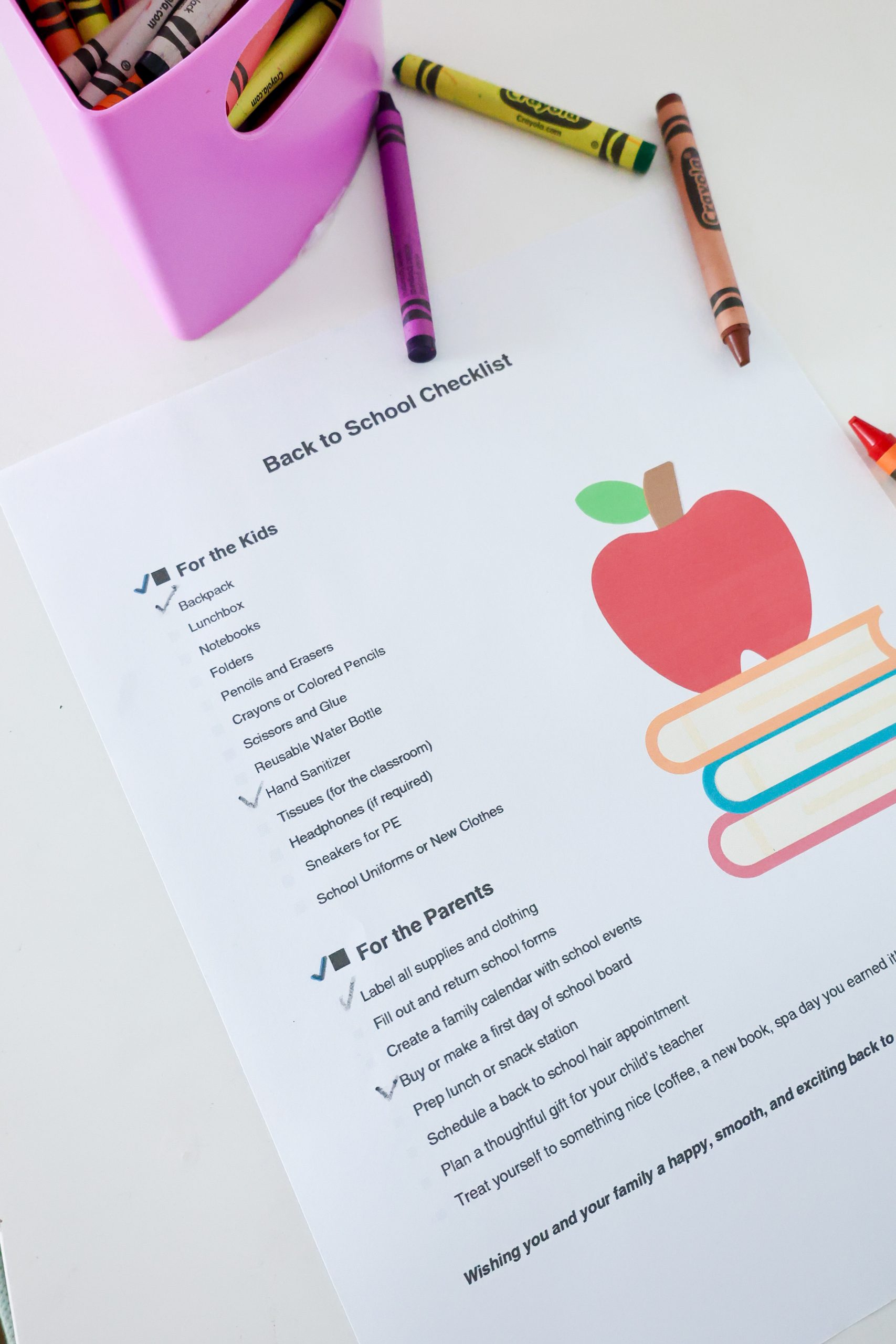 Back to school checklist 
